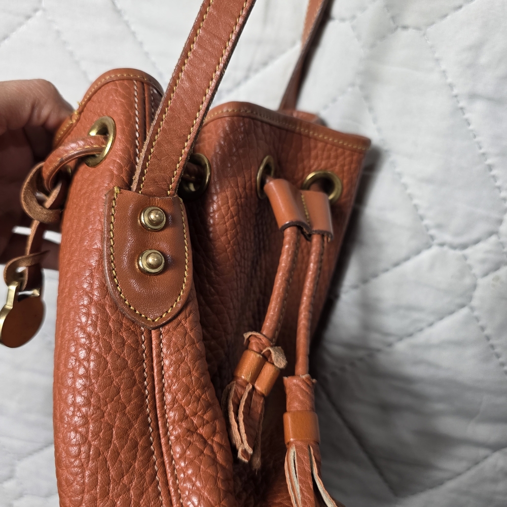Vintage Dooney & Bourke Crossbody Bag Leather Bucket Drawstring Purse - Picture 4 of 14